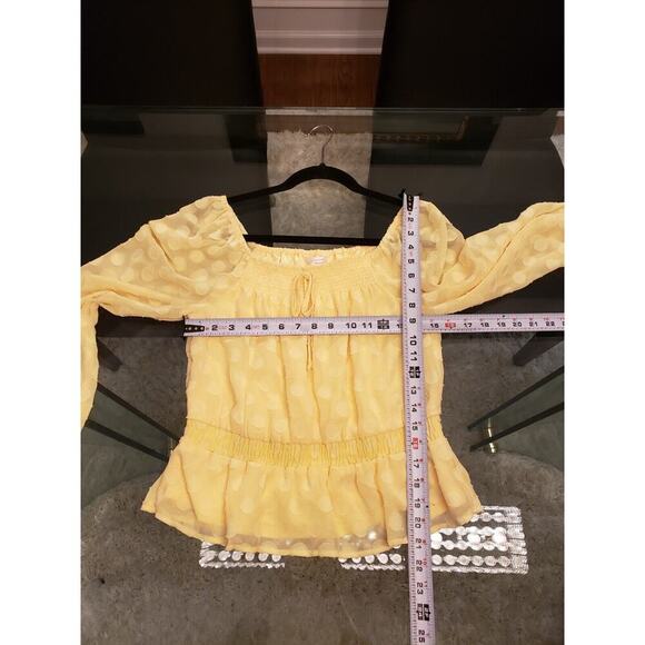 Lauren Conrad Women's Yellow 100% Polyester Scoop Neck Long Sleeve Top Blouse S - Picture 9 of 12